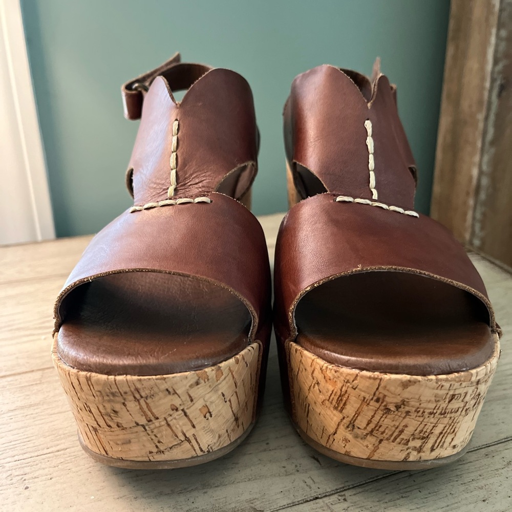 Antelope Leather & Cork Wedge Sandals - Picture 3 of 10